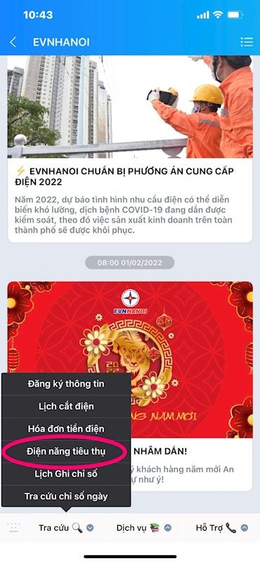 Dễ dàng tra cứu lượng điện tiêu thụ qua các ứng dụng của EVNHANOI