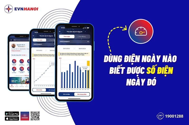 Dễ dàng tra cứu lượng điện tiêu thụ qua các ứng dụng của EVNHANOI