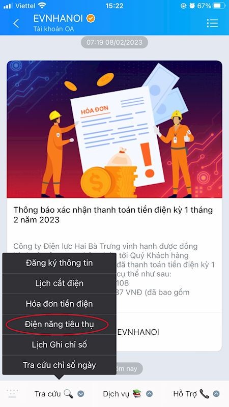 Dễ dàng tra cứu lượng điện tiêu thụ qua các ứng dụng của EVNHANOI