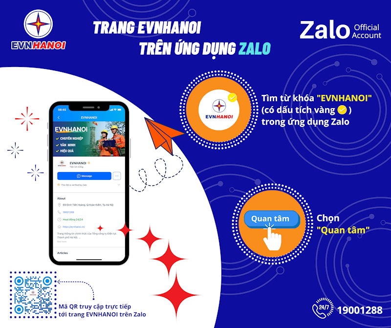 Tra cứu thông tin, thanh toán tiền điện dễ dàng hơn với Zalo EVNHANOI