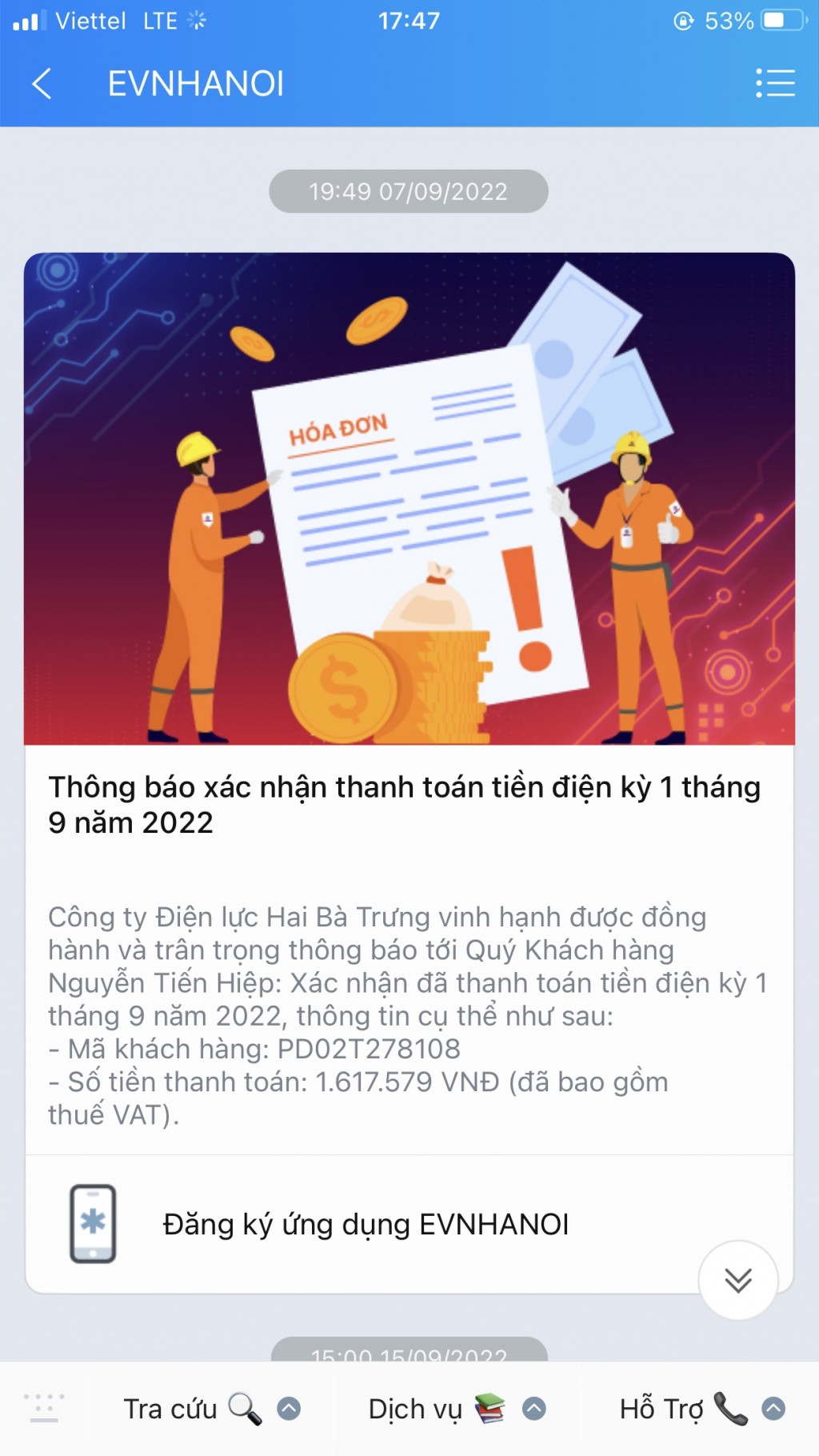 100% khách hàng tại Hà Nội đã thanh toán tiền điện không dùng tiền mặt