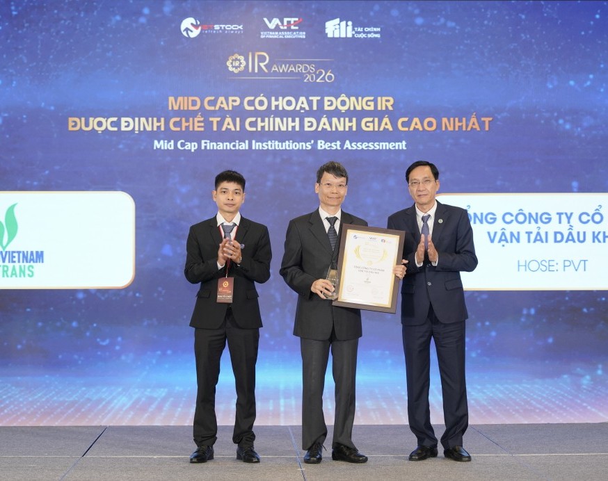 PVTrans đạt danh hiệu ‘Doanh nghiệp Mid Cap có hoạt động IR được Định chế tài chính đánh giá cao nhất 2026’